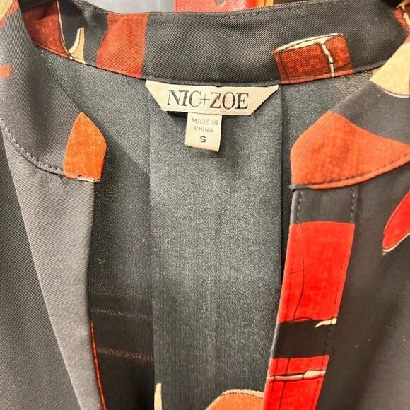 NWOT NIC+ZOE These Boots Printed Blouse Size Small (Runs big) #002 - Picture 3 of 13